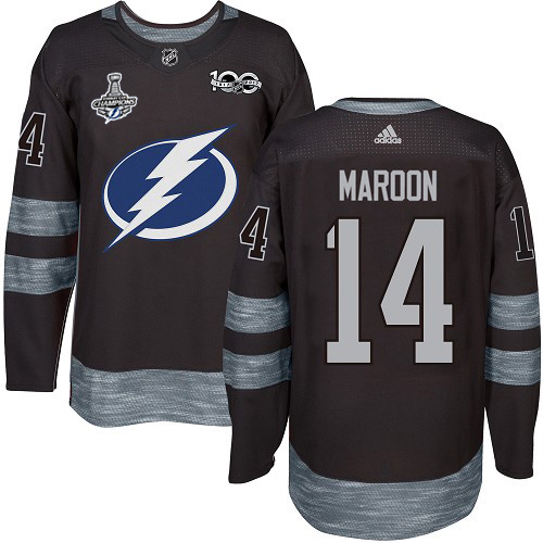 Men Adidas Tampa Bay Lightning #14 Pat Maroon Black 1917-2017 100th Anniversary 2020 Stanley Cup Champions Stitched NHL Jersey->tampa bay lightning->NHL Jersey